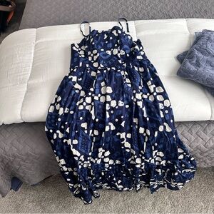 Stylish Blue and White Fatface Midi Dress